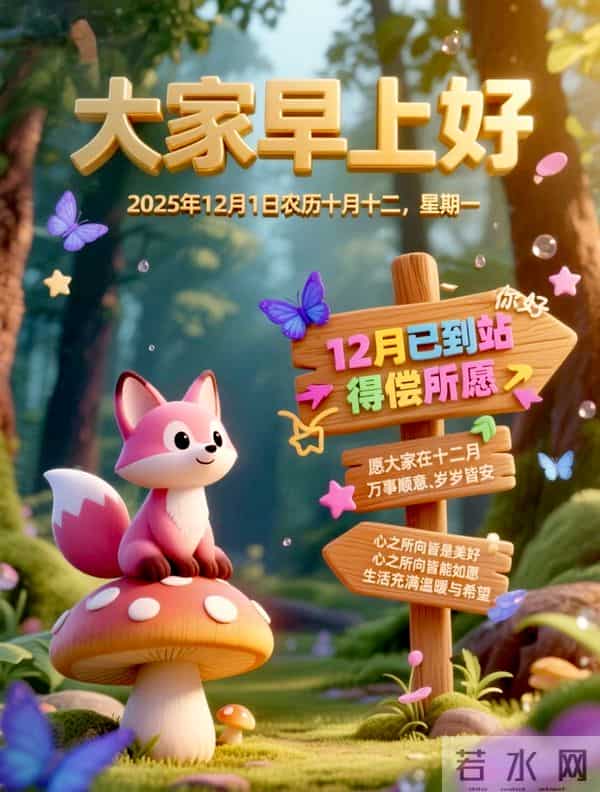 2025年12月1日周一早上好祝福语图片，最新温馨淡雅早安精美图片