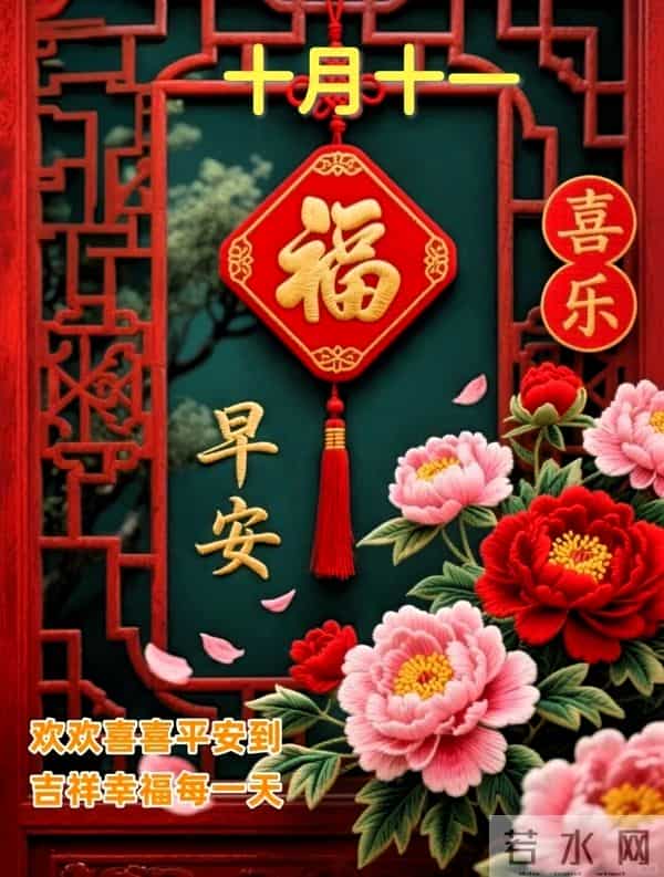 农历十月十一早安祝福，愿您福寿双全常相伴，财运双收喜连连