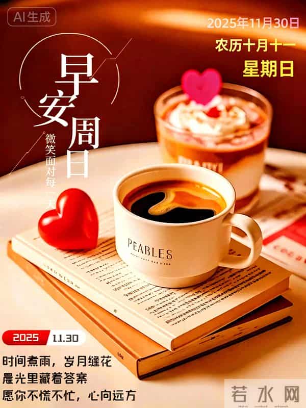 2025.11.30 冬天周日早上好！最新精美周日早安愉快温馨祝福语图片