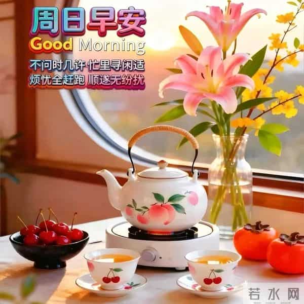 早安快乐！不问几时许，忙里寻闲适，烦忧全赶跑，顺遂无纷扰！