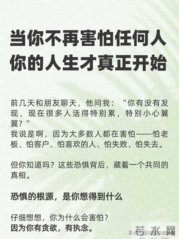 当你不再害怕任何人，你的人生才真正开始！