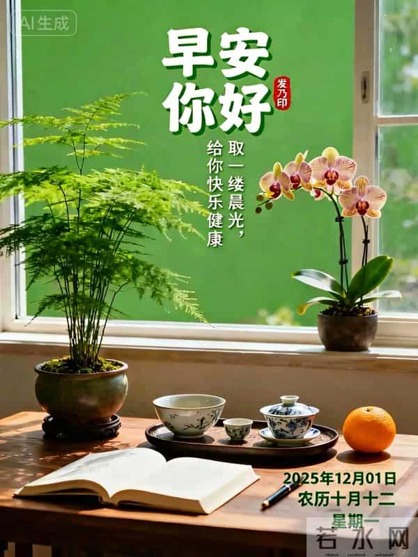 「冬日暖阳」12月1日早上好！初冬的早晨祝福问候语，早安图片