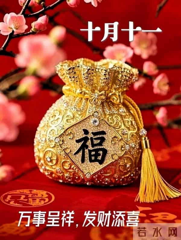 农历十月十一早安祝福，愿您福寿双全常相伴，财运双收喜连连