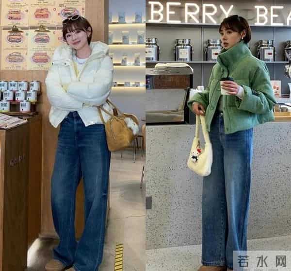 今年流行“羽绒服+阔腿牛仔裤”，保暖还显瘦，既遮肉又不显臃肿