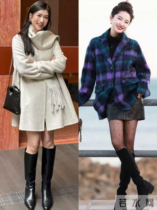 看杨幂穿长靴，我悟了：搭短裙、修身裤更显腿长，既保暖又洋气！