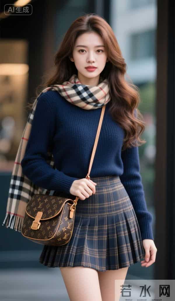 格子围巾与格子短裙