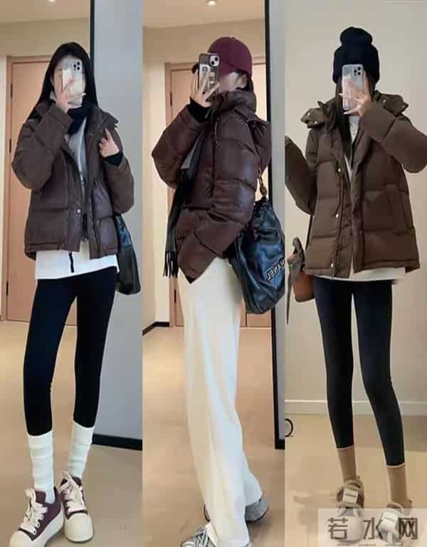冬天咖色羽绒服配裤子：这么搭好看又时髦，直接抄作业