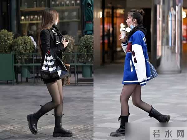 北京三里屯今冬火了一种穿法，叫“靴子裹丝袜”，洋气显腿细！