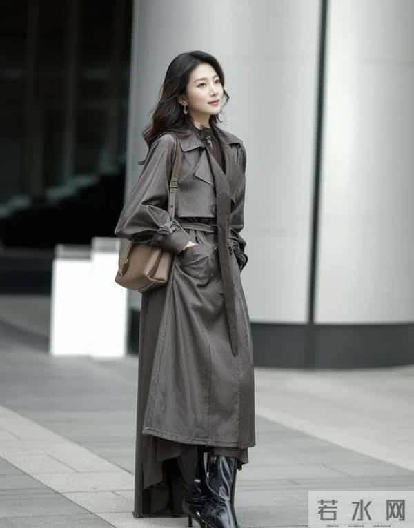 “棕色大衣+黑靴”，秋冬这样穿太美了！