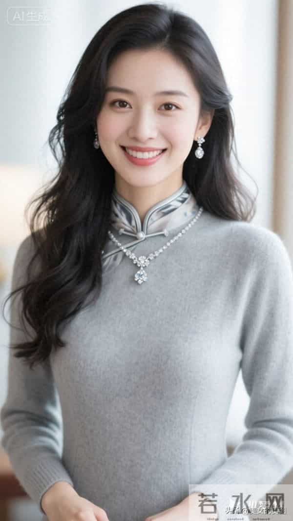 灰色毛衣旗袍东方美人08