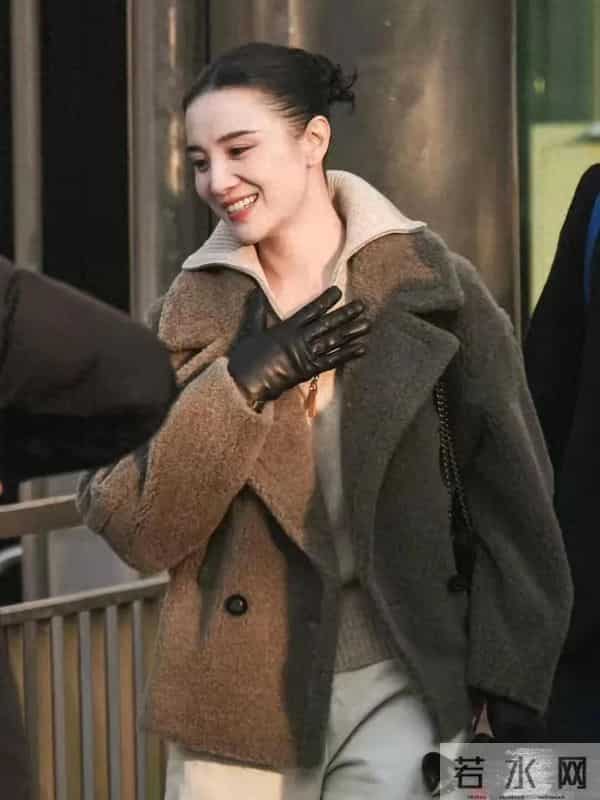 被44岁宋佳的穿搭惊艳到！羊羔毛外套翻领毛衣阔腿裤，时髦洋气！