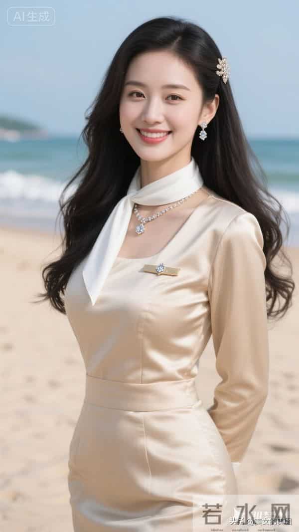 米色高定一件套空姐美丽风采05