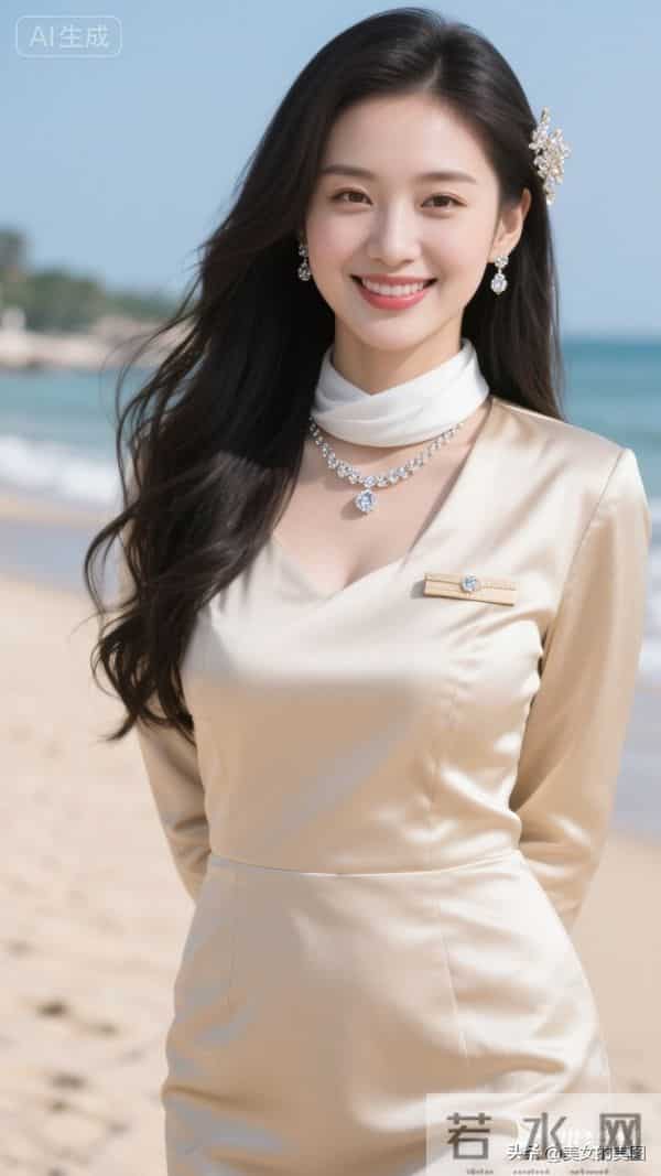 米色高定一件套空姐美丽风采05