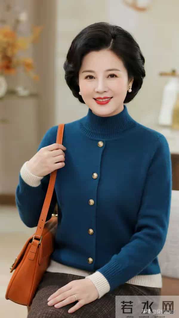 穿蓝色套装中年女性