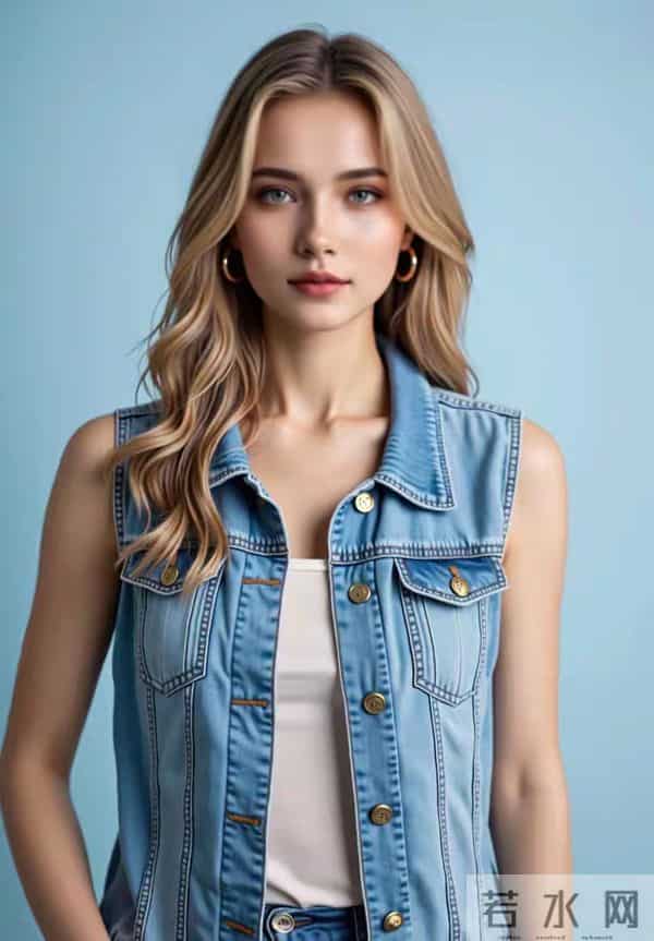 穿牛仔马甲女孩