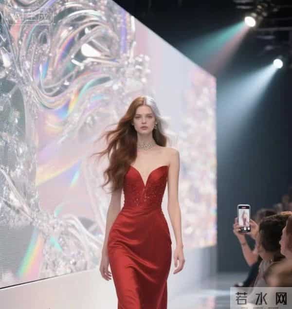 美女模特发色很吸引人 红色吊带连衣裙美爆了