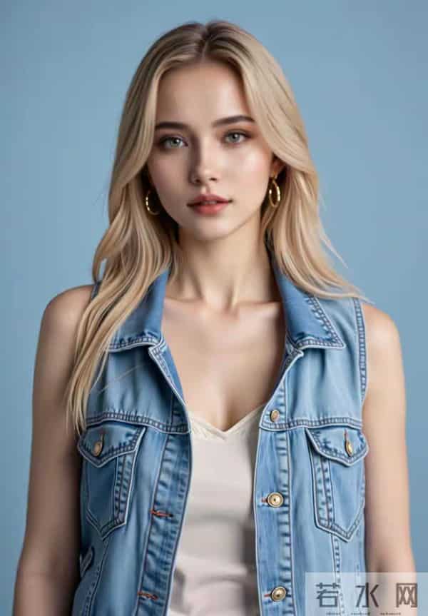 穿牛仔马甲女孩