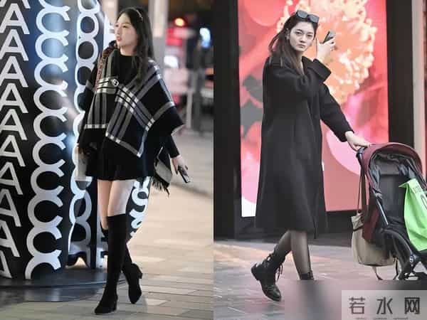 北京三里屯今冬火了一种穿法，叫“靴子裹丝袜”，洋气显腿细！