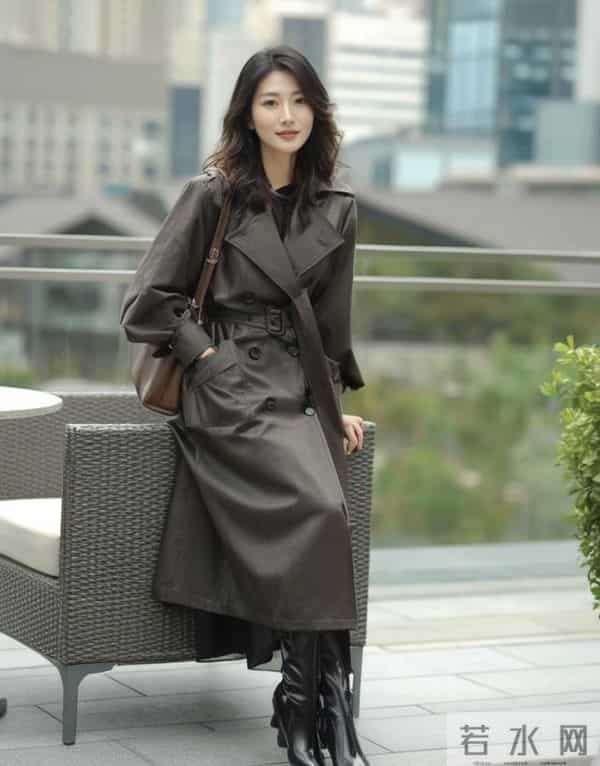 “棕色大衣+黑靴”，秋冬这样穿太美了！