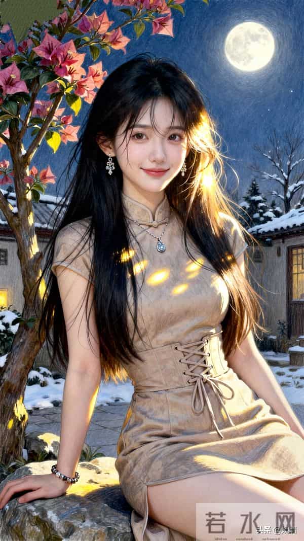 月色里的旗袍姑娘，是冬夜最暖的光