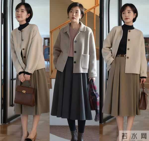 今冬多穿“短外套+高腰裙”，显高显瘦，小个子也很爱