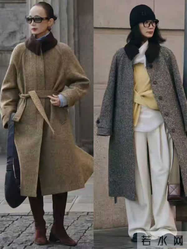 45岁殷桃的“毛衣+大衣”穿搭，才是中年女人的教科书！