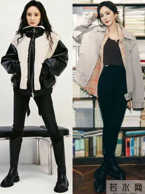 看杨幂穿长靴，我悟了：搭短裙、修身裤更显腿长，既保暖又洋气！