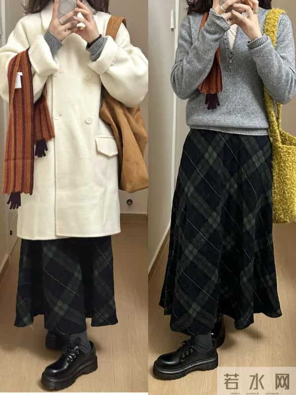 冬天这样穿长裙，时髦又保暖