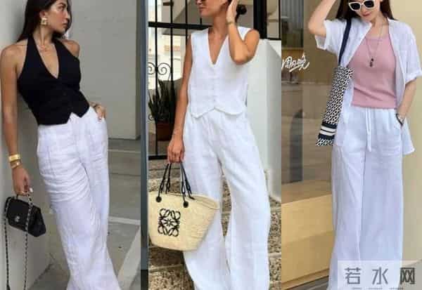 白色亚麻裤穿搭攻略：“3种上衣”搭出时髦感，夏季氛围感拉满