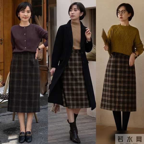 “毛衣+膝下裙”才是冬天正确的打开方式，实用好穿，适合小个子