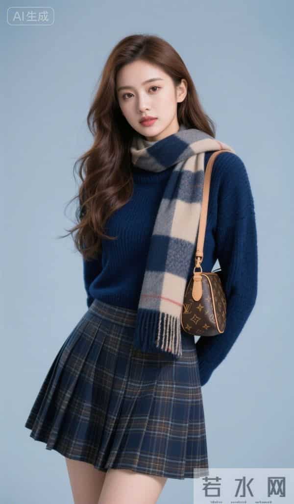 格子围巾与格子短裙