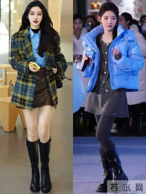 看杨幂穿长靴，我悟了：搭短裙、修身裤更显腿长，既保暖又洋气！