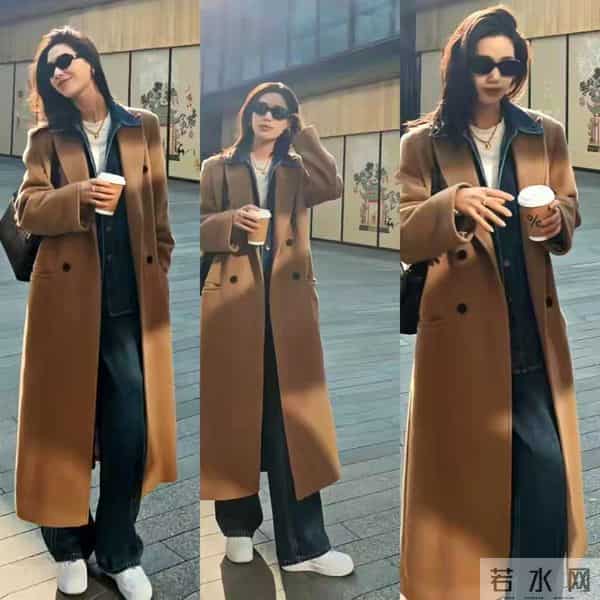 冬天穿棕色大衣就配这三种直筒裤，暖和好看不费劲，快来直接抄