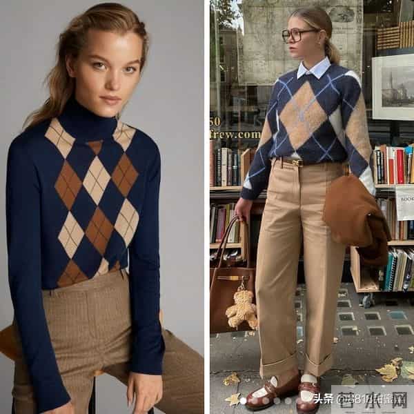 今冬菱格纹毛衣火出圈，轻松拿捏老钱风与学院范，腔调十足又百搭