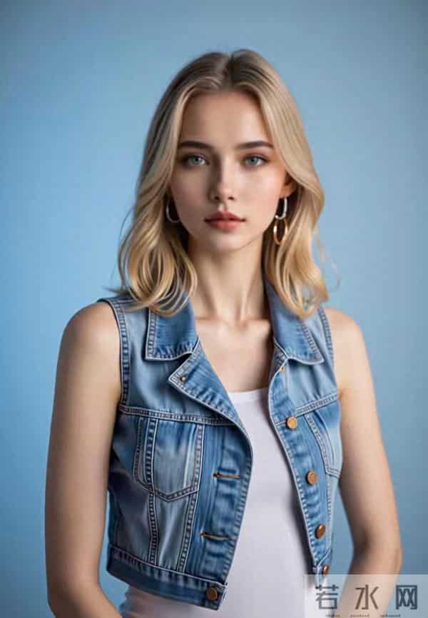 穿牛仔马甲女孩