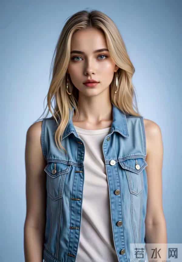 穿牛仔马甲女孩