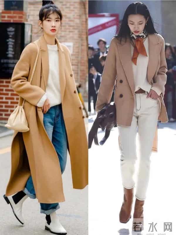 今冬流行的大衣，长款更时髦，搭配直筒裤、半身裙，干练又优雅