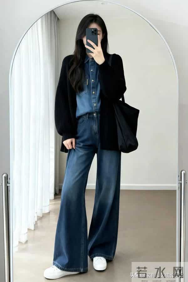 牛仔衬衫叠穿公式｜冬季保暖不臃肿的层次感穿搭