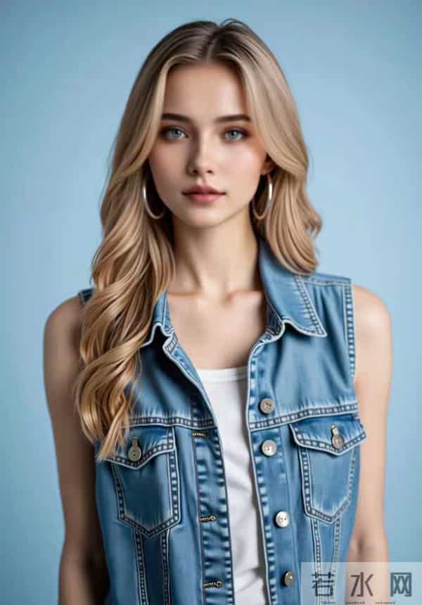 穿牛仔马甲女孩