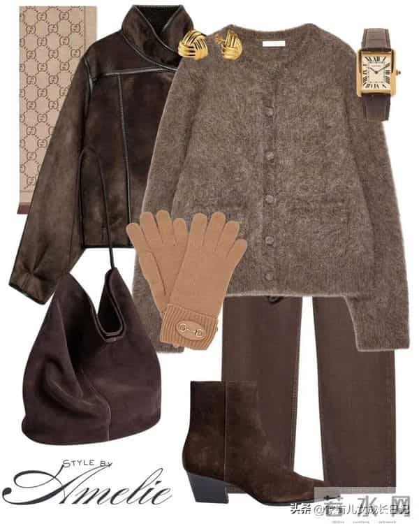 秋冬的美拉德风，12套咖色、棕色、焦糖色，通勤时髦低奢酷飒