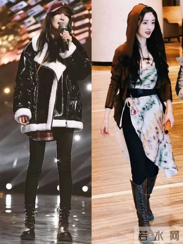 看杨幂穿长靴，我悟了：搭短裙、修身裤更显腿长，既保暖又洋气！