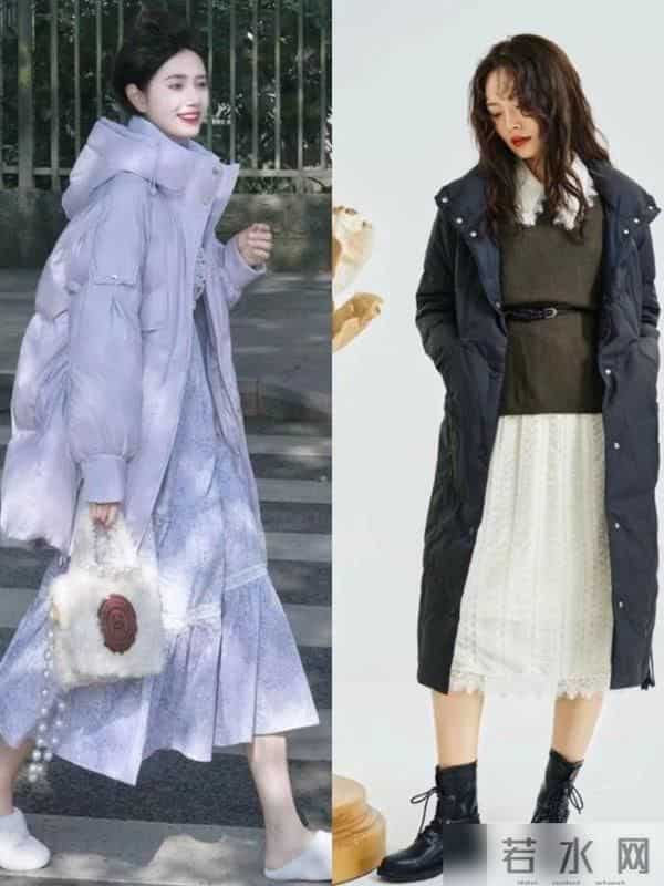 今冬火了一种穿法，“上半身羽绒服，下半身膝下裙”，时尚又暖和