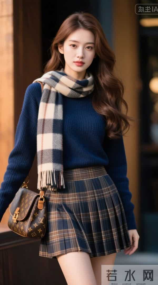 格子围巾与格子短裙
