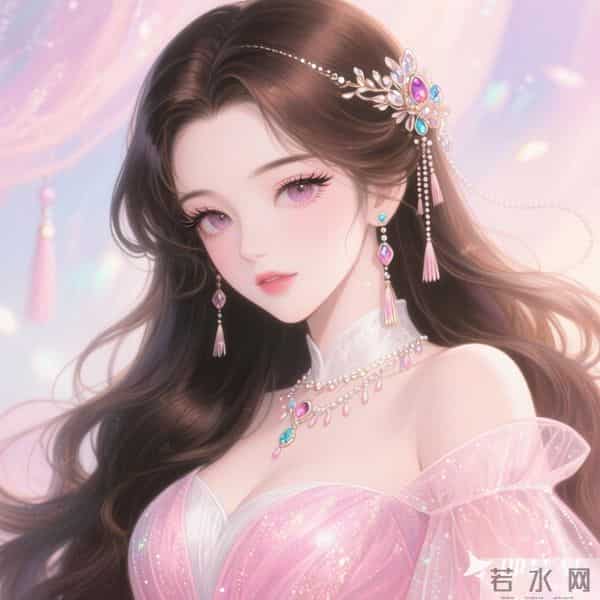 梦幻背景 一个女人 精致妆容，眼尾细长，长长的睫毛，棕黑色长卷发