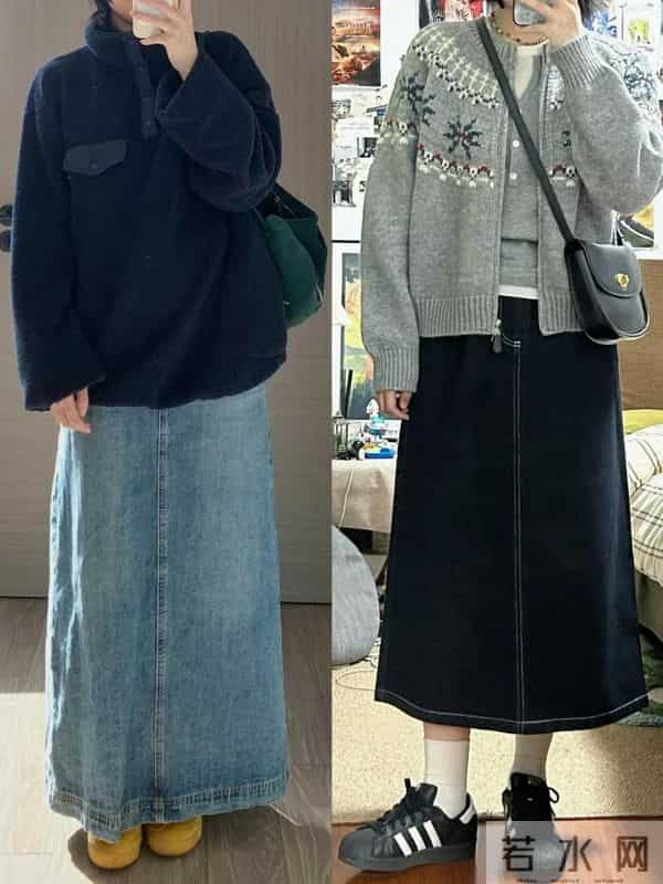 冬天这样穿长裙，时髦又保暖