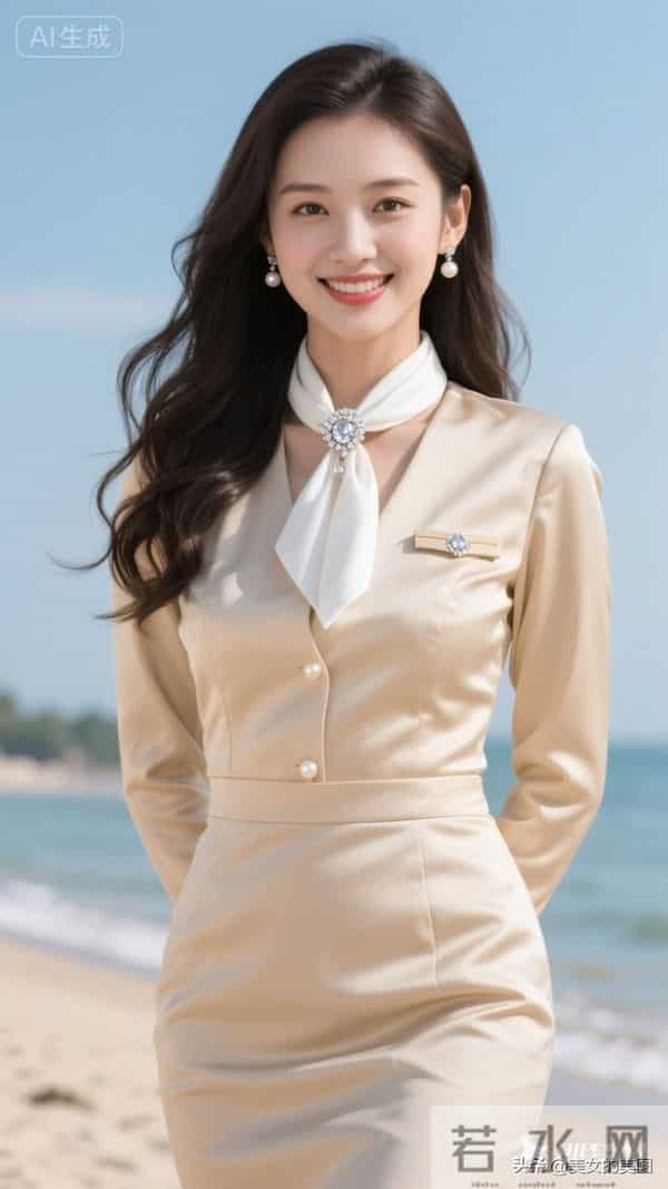 米色高定一件套空姐美丽风采05