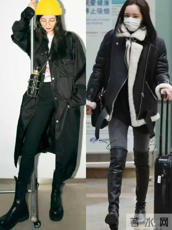 看杨幂穿长靴，我悟了：搭短裙、修身裤更显腿长，既保暖又洋气！