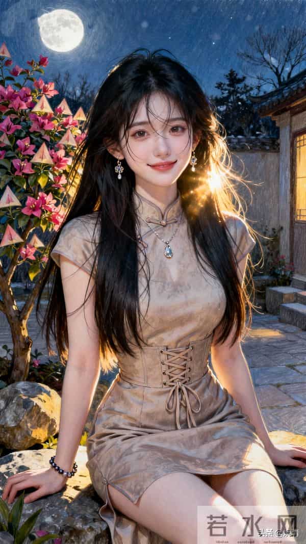 月色里的旗袍姑娘，是冬夜最暖的光