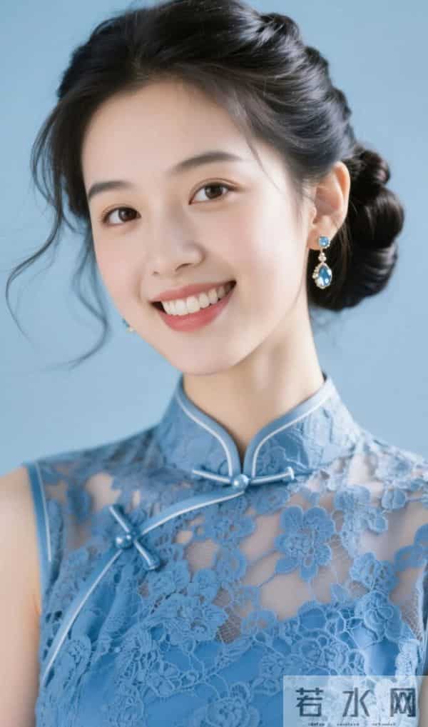 蓝色蕾丝旗袍的魅力