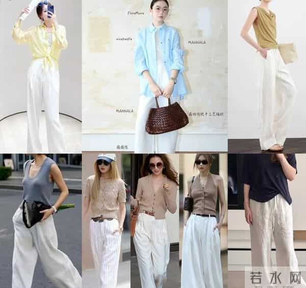 白色亚麻裤穿搭攻略：“3种上衣”搭出时髦感，夏季氛围感拉满